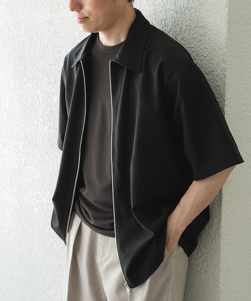2wayストレッチジップアップ半袖シャツ