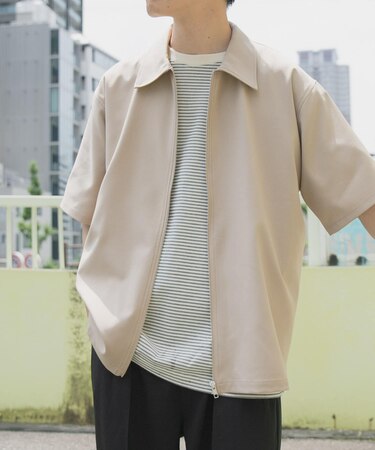 2wayストレッチジップアップ半袖シャツ