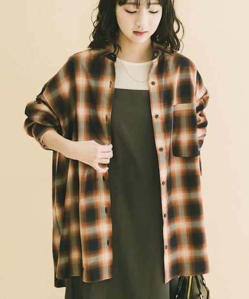 オーバーサイズチェックシャツ