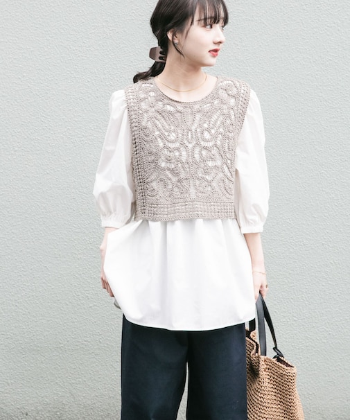 レースベストドッキングチュニック