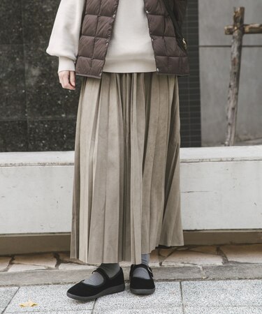 フェイクスエードプリーツスカート