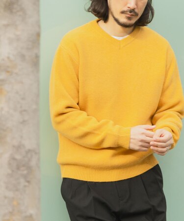 タスマニア メリノウール100 Vネックニット