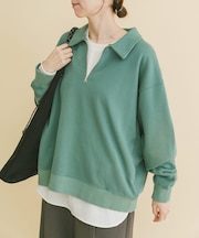 ハーフジップフェード裏毛プルオーバー