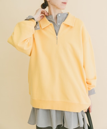 ハーフジップフェード裏毛プルオーバー
