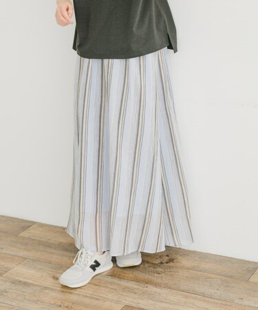 マルチストライプギャザースカート