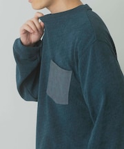 ポケット切替ツイードクルーネックtops