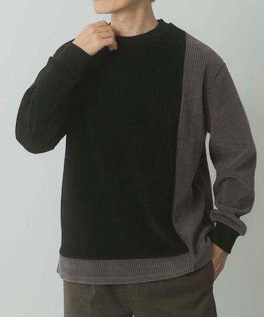 バイカラー切替 クルーネックTops