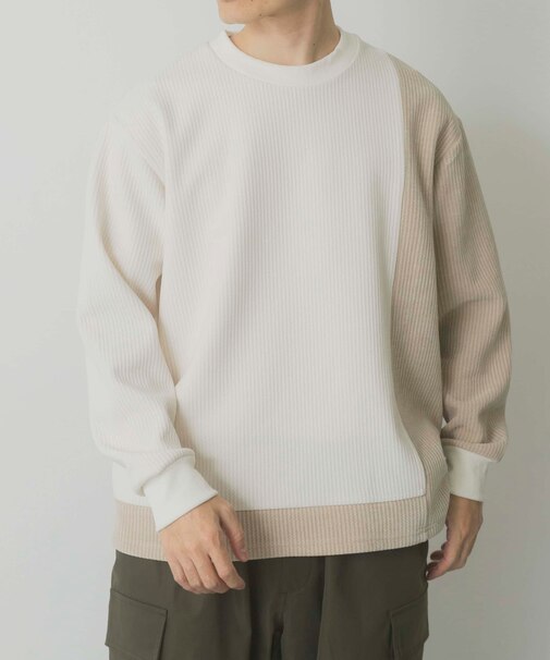 バイカラー切替 クルーネックTops