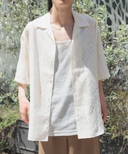 ウェーブカッティングオープンカラーシアーシャツ