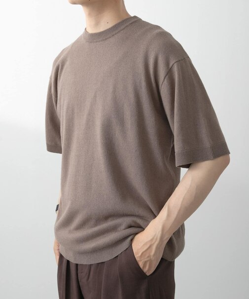 コットンリネンクルーネックサマーニット