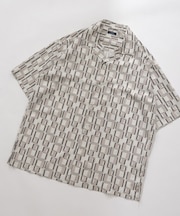 ジオメトリックプリントオープンカラーシャツB