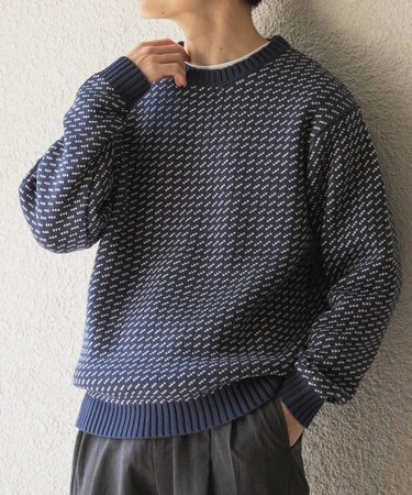 マシンウォッシャブル バーズアイ クルーニット