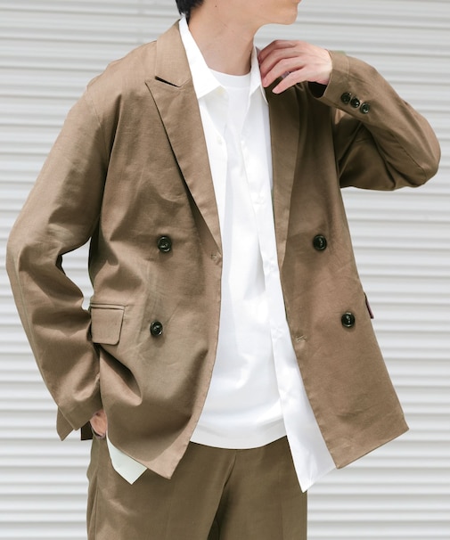『セットアップ対応』Linen Blend Double Jacket