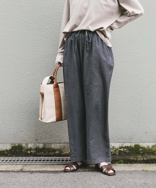 レーヨンデニムワイドパンツ