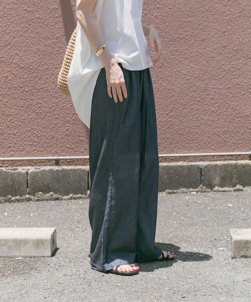 レーヨンデニムワイドパンツ