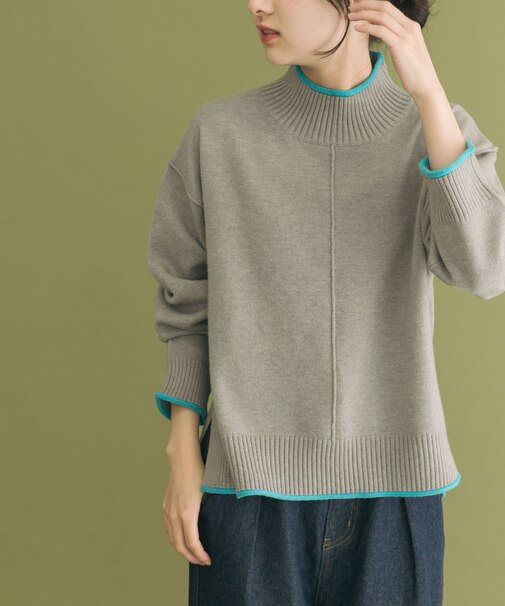 『洗濯可／静電気防止』ハイショクハイネックニット