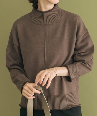 『洗濯可／静電気防止』ハイショクハイネックニット