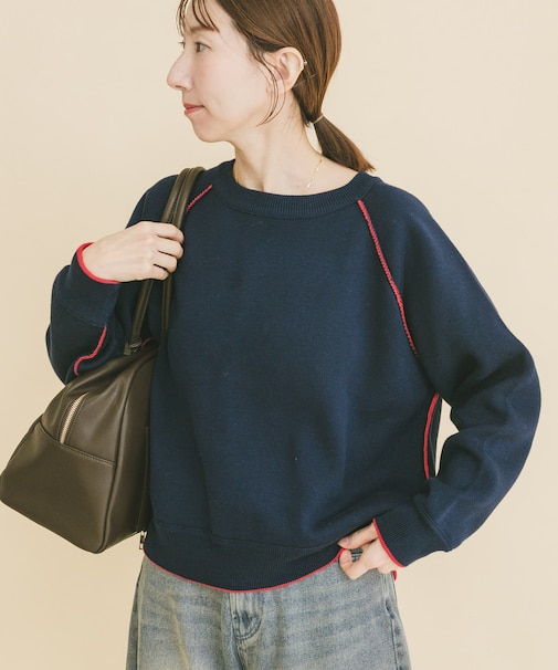 ラグランスリーブリバーシブルニット