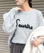 クルーネックロゴニットプルオーバー