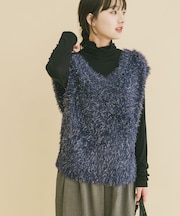 シャギーショートニットベスト