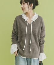 ミニシャギーVネックニット