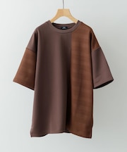 クルーネックジャカード切替トップス