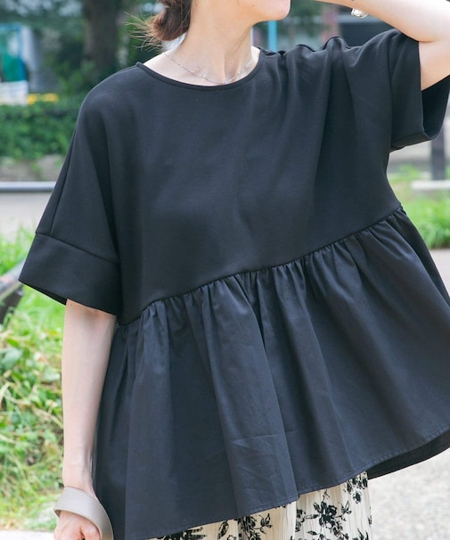 ポンチドッキング半袖トップス