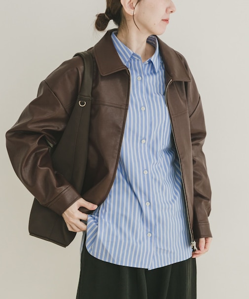 フェイクレザーZIPUPブルゾン