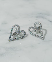 ビジューハートイヤリング