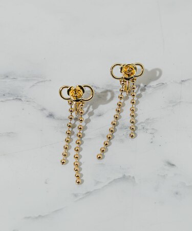 ローズリボンボールチェーンイヤリング