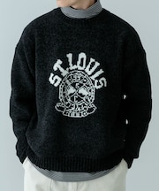 カレッジロゴ モール クルーネック ニット