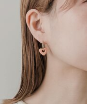 カラーハートドロップフープピアス