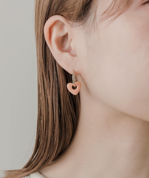 カラーハートドロップフープピアス