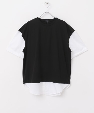 接触冷感TC天竺 布帛キリカエTシャツ