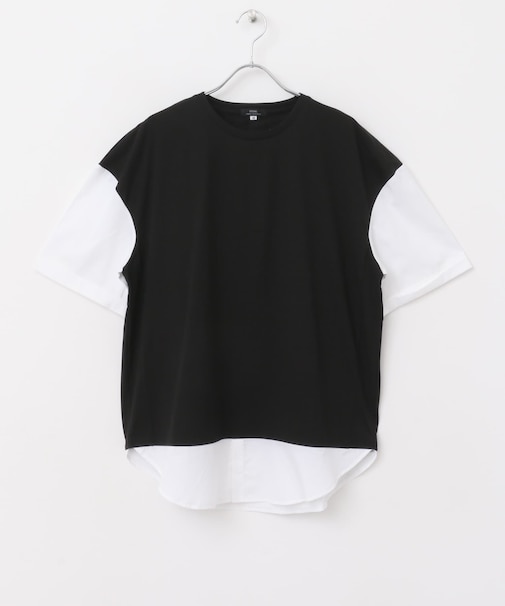 接触冷感TC天竺 布帛キリカエTシャツ