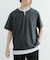 『イージーケア／吸水速乾』高機能ワッフル フェイクレイヤーキーネックTシャツ