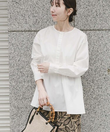 『UVカット／吸水速乾』ギャザーペプラムブラウス(楽着シリーズ)