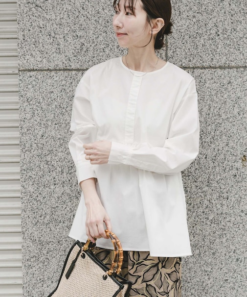 『UVカット／吸水速乾』ギャザーペプラムブラウス(楽着シリーズ)