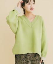 ダブルフェイスVネックニット