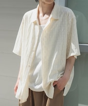 ジオメレースオープンカラー半袖シャツ