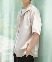 リネンタッチオープンカラーシアーシャツ