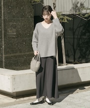 畦Vネックニット×キャミワンピースSET