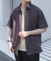 『セットアップ対応』天然素材リネンコットンレギュラーカラー半袖シャツ