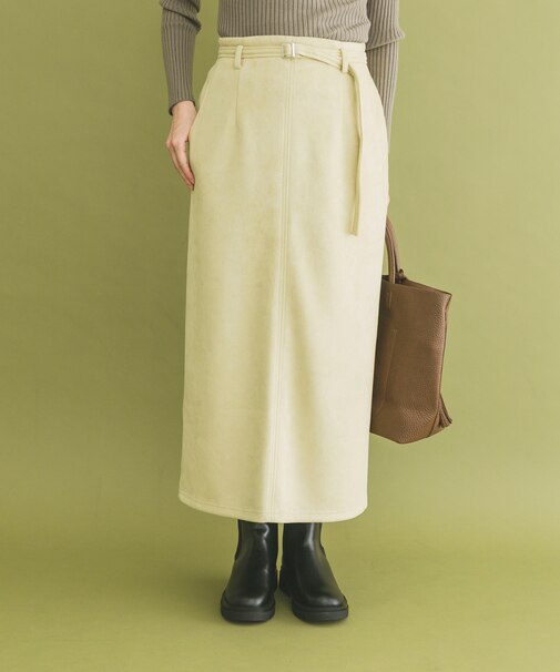 『イージーケア』ベルト付きフェイクスエードスカート