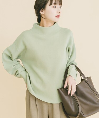 『イージーケア/静電気防止』ボトルネックニットプルオーバー(楽着シリーズ)