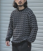 ツイードライククルーネックニット