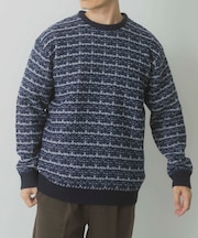 ツイードライククルーネックニット