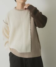 ブランケットステッチ パッチワークニット