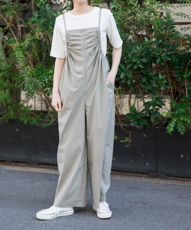 FORK&SPOON　サイドギャザーサロペット