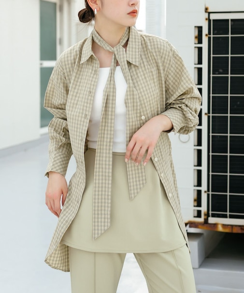 ウエストマークチェックシャツ